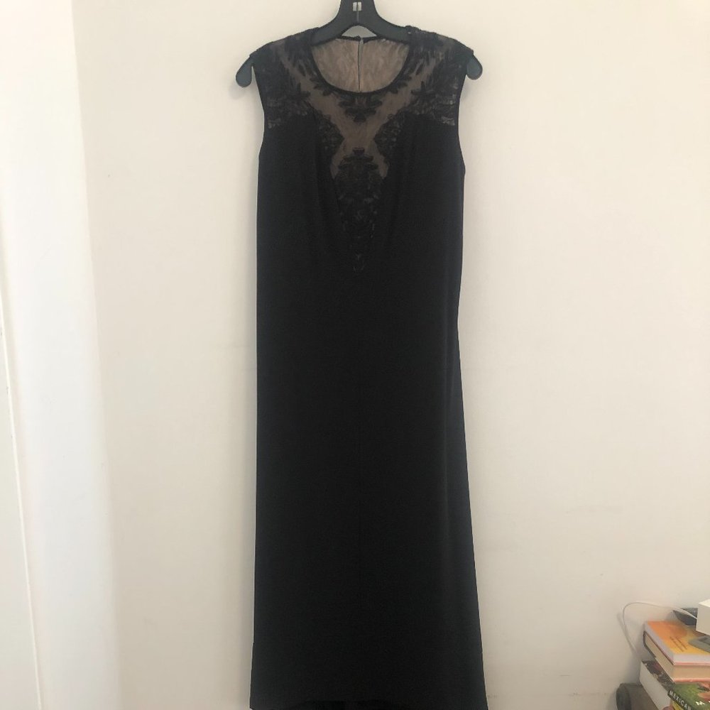 BCBG Black & lace long dress/gown Size M